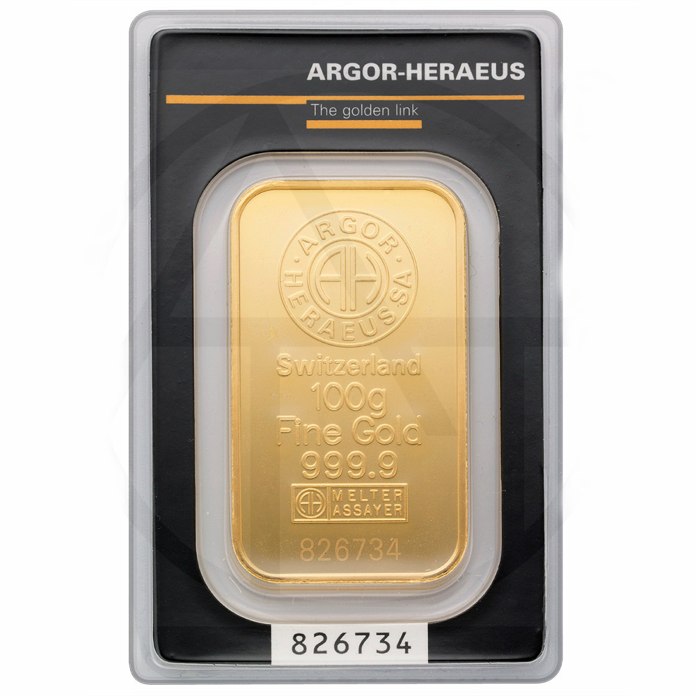 Zlatý slitek Argor Heraeus – 100g