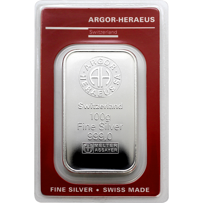 Stříbrný slitek Argor Heraeus – 100g